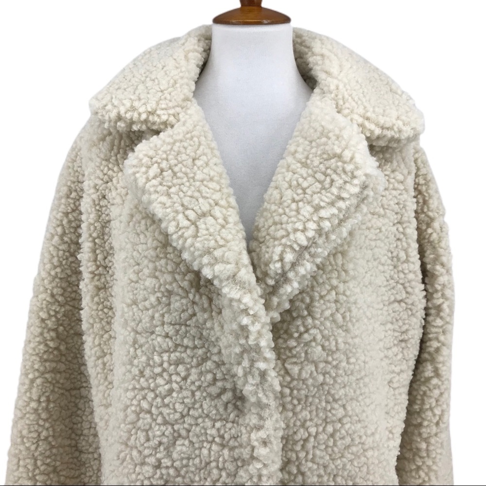 Lucky Brand Oatmeal Faux Shearling Snap Button Coat Jacket - Picture 2 of 11